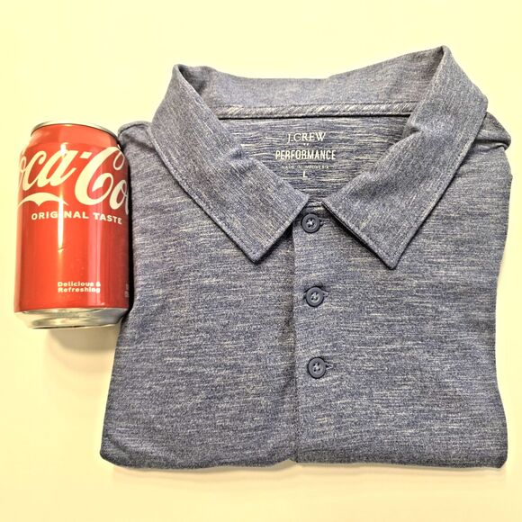 J.Crew Performance Polo Shirt Mid Blue L Polyester Elastane Stretch Comfort - Picture 9 of 9